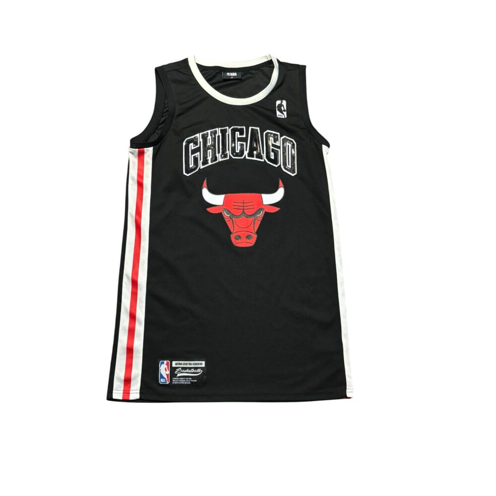 NBA Chicago Bulls 66 Sequin Jersey tank Top Black/Red Striped XS Mens Basketball